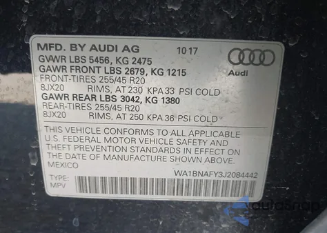2018 Audi Q5 2.0T Premium/2.0T Tech Premium from USA, damaged, VIN WA1BNAFY3J2084442